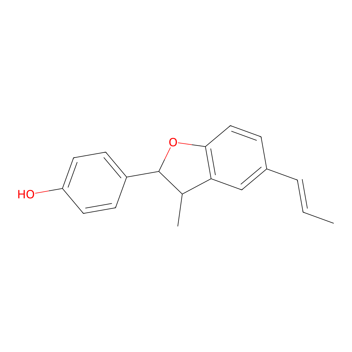 4-(3-Methyl-5-prop-1-enyl-2,3-dihydro-1-benzofuran-2-yl)phenol molecular structure, CAS 221666-27-9