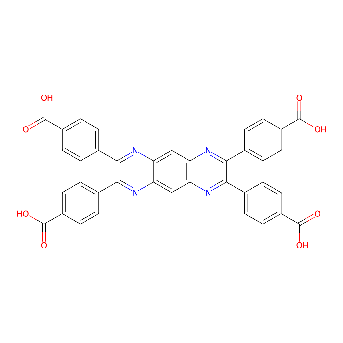 4,4',4'',4'''-(Pyrazino[2,3-g]quinoxaline-2,3,7,8-tetrayl)tetrabenzoic acid molecular structure, CAS 2216715-50-1