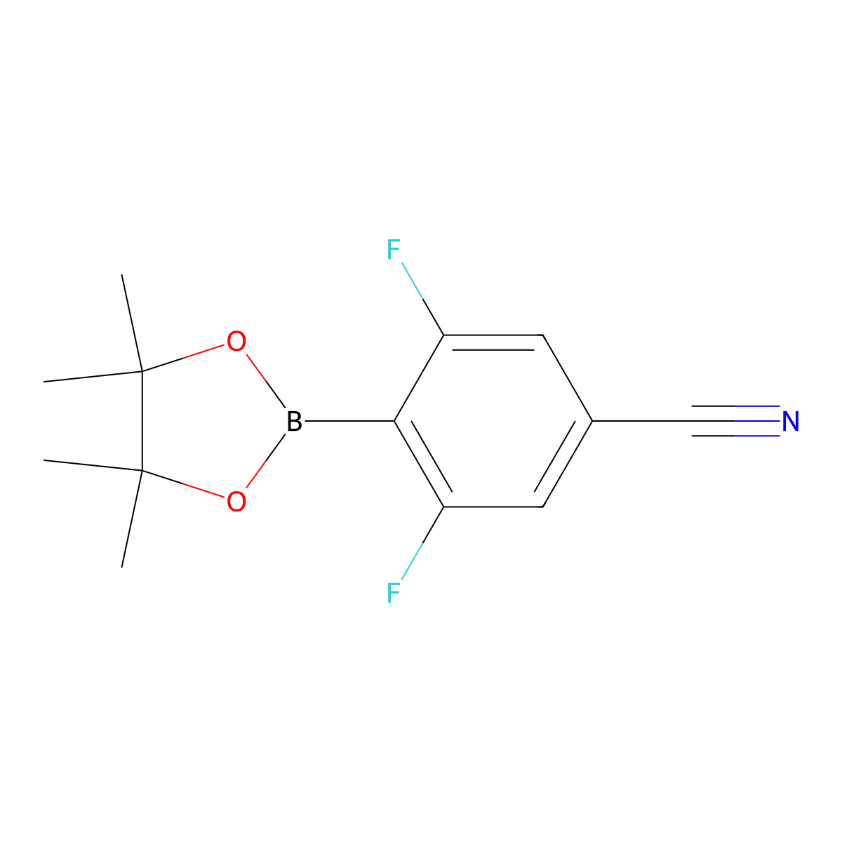 3,5-Difluoro-4-(4,4,5,5-tetramethyl-1,3,2-dioxaborolan-2-yl)benzonitrile molecular structure, CAS 2216724-49-9
