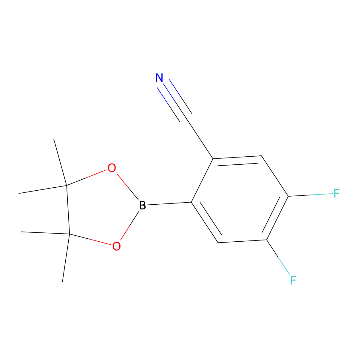 4,5-Difluoro-2-(4,4,5,5-tetramethyl-1,3,2-dioxaborolan-2-yl)benzonitrile molecular structure, CAS 2216724-52-4