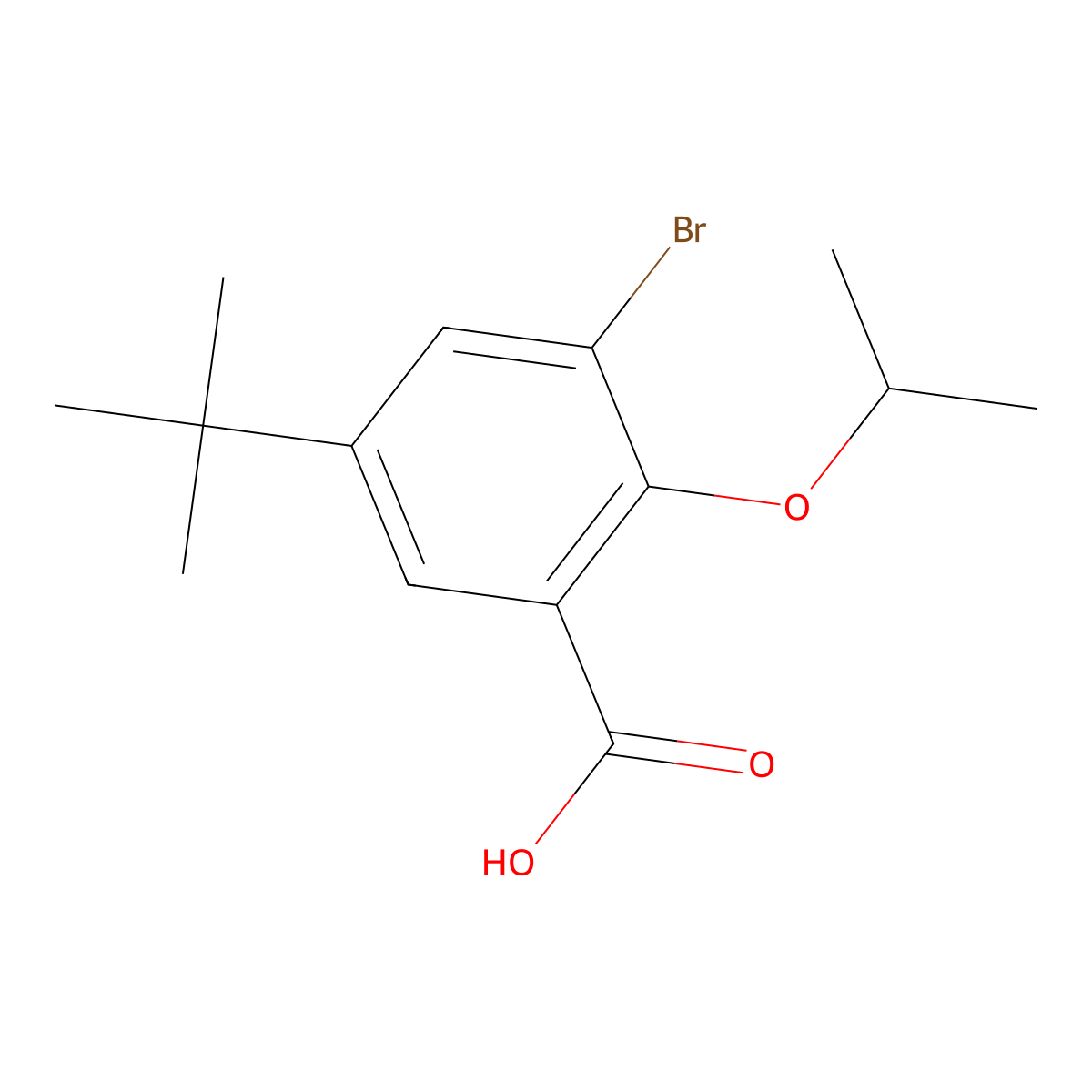 3-Bromo-5-(tert-butyl)-2-isopropoxybenzoic acid molecular structure, CAS 2216726-12-2