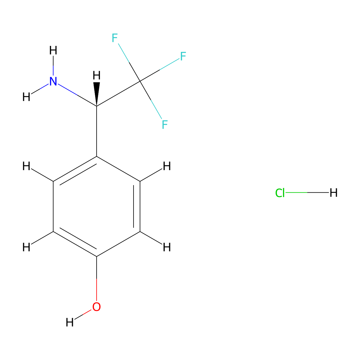 4-[(1S)-1-Amino-2,2,2-trifluoroethyl]phenol hydrochloride molecular structure, CAS 2216746-84-6