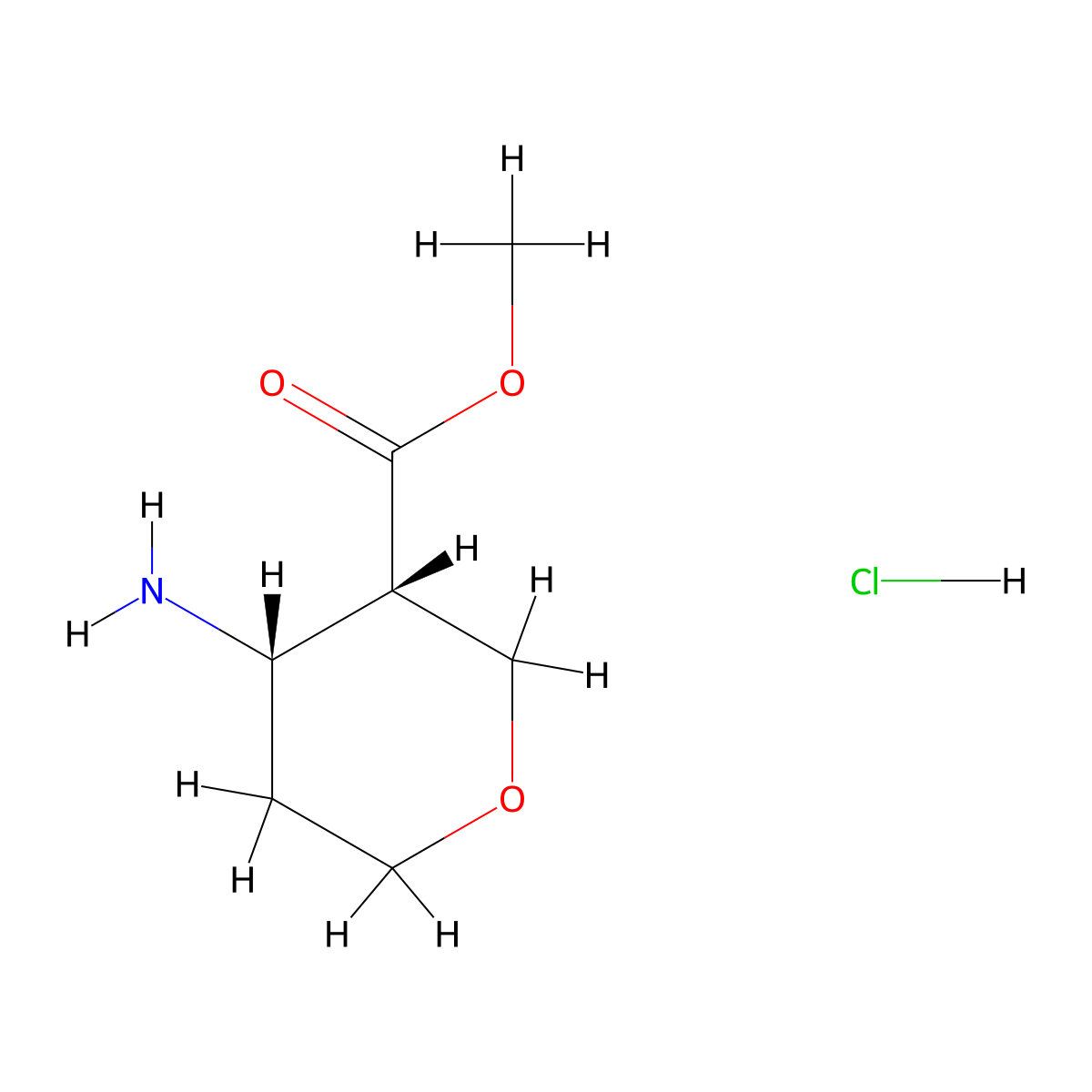 (3S,4S)-Methyl 4-aminotetrahydro-2H-pyran-3-carboxylate hydrochloride molecular structure, CAS 2216747-07-6