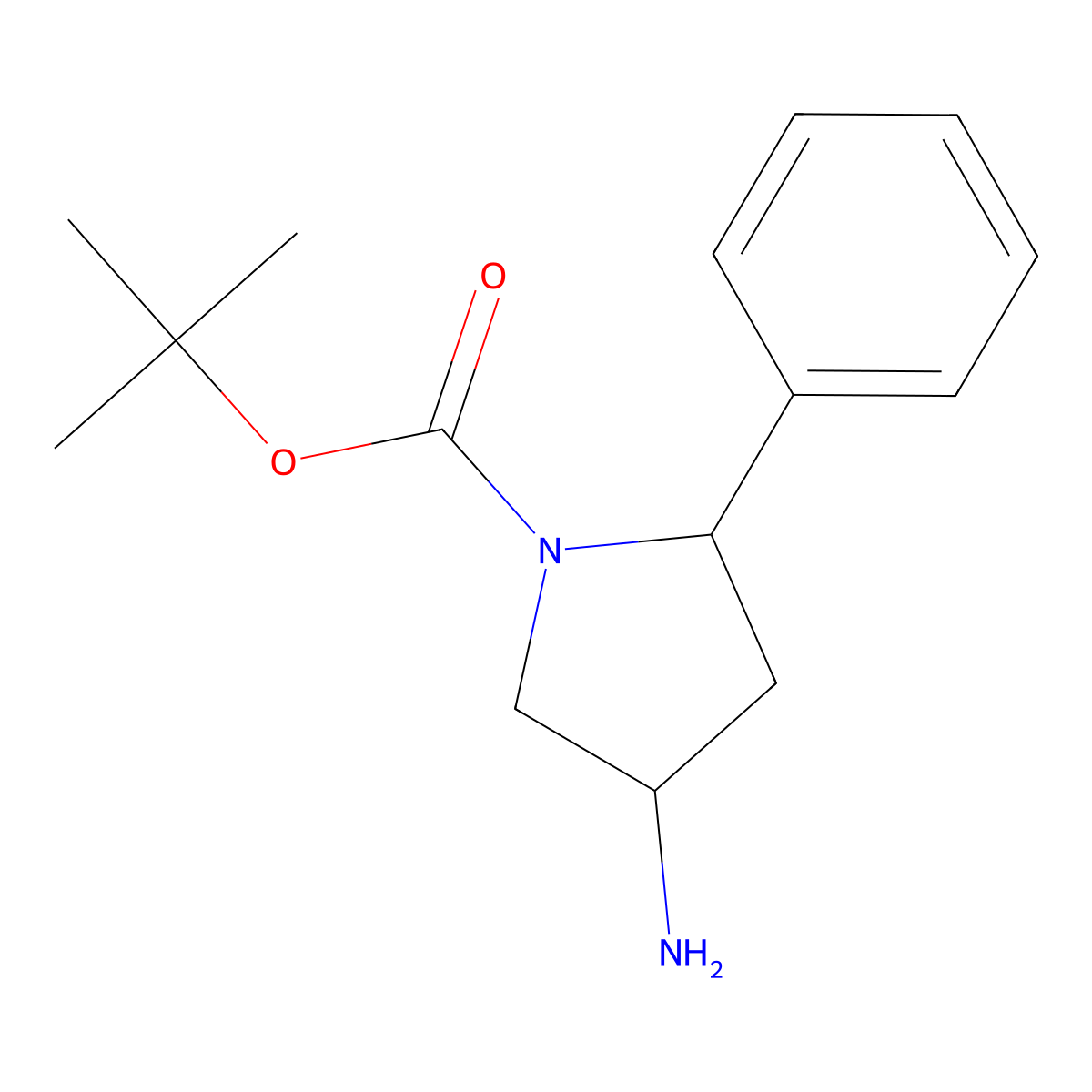 rac-tert-butyl (2R,4S)-4-amino-2-phenylpyrrolidine-1-carboxylate molecular structure, CAS 2216747-12-3