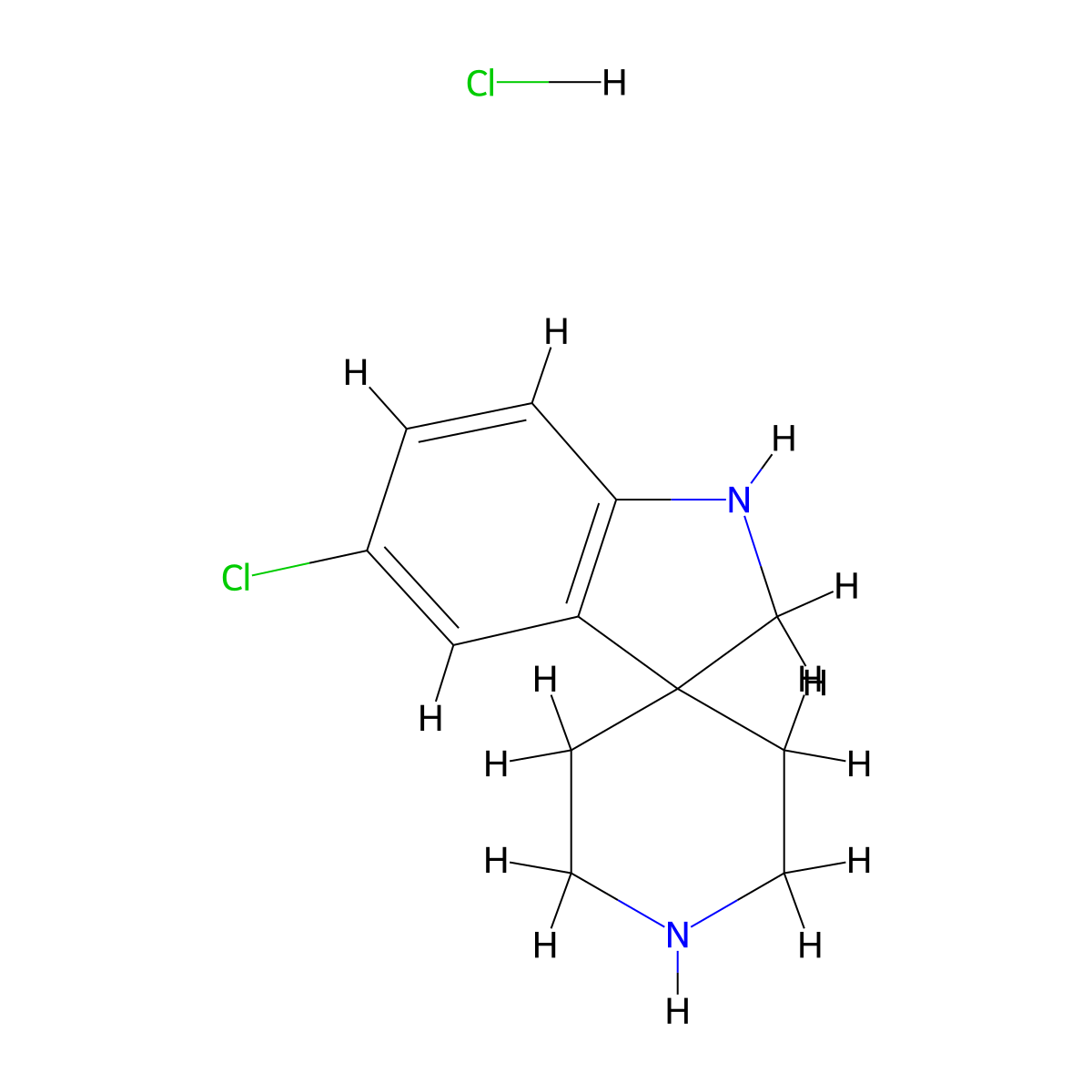 Spiro[3H-indole-3,4'-piperidine], 5-chloro-1,2-dihydro-, hydrochloride (1:2) molecular structure, CAS 2216747-16-7