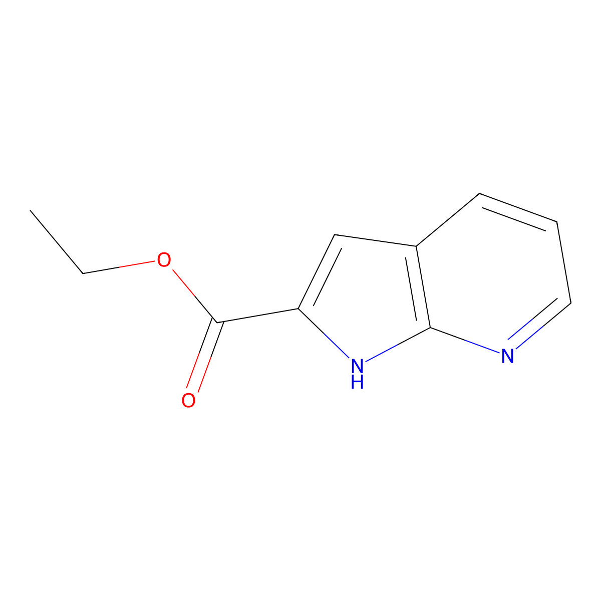 Ethyl 1H-pyrrolo(2,3-b)pyridine-2-carboxylate molecular structure, CAS 221675-35-0