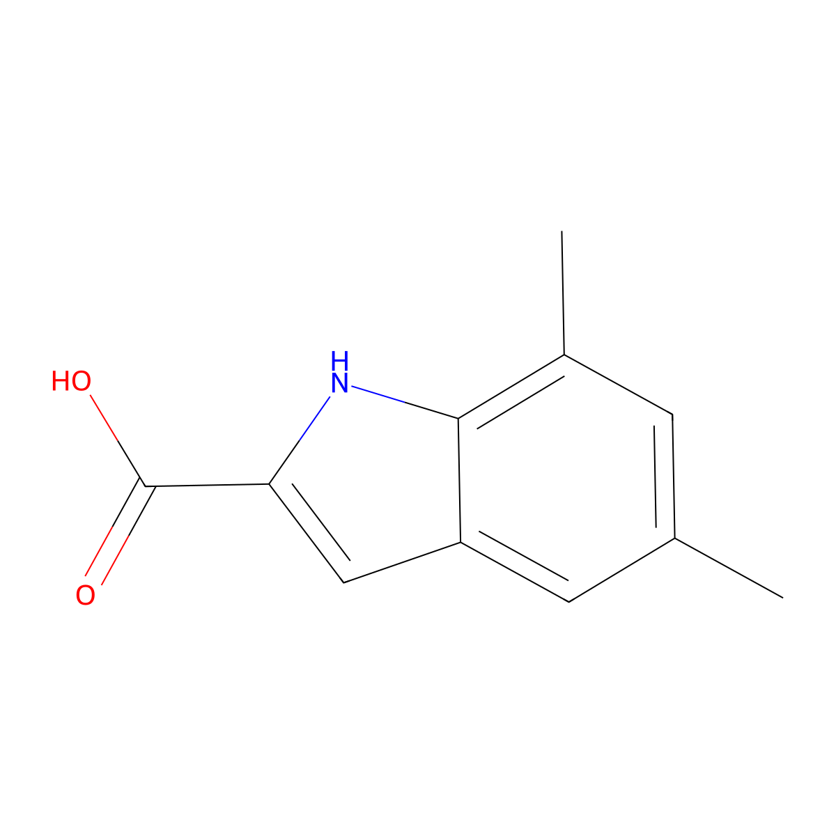 5,7-dimethyl-1H-indole-2-carboxylic acid molecular structure, CAS 221675-45-2