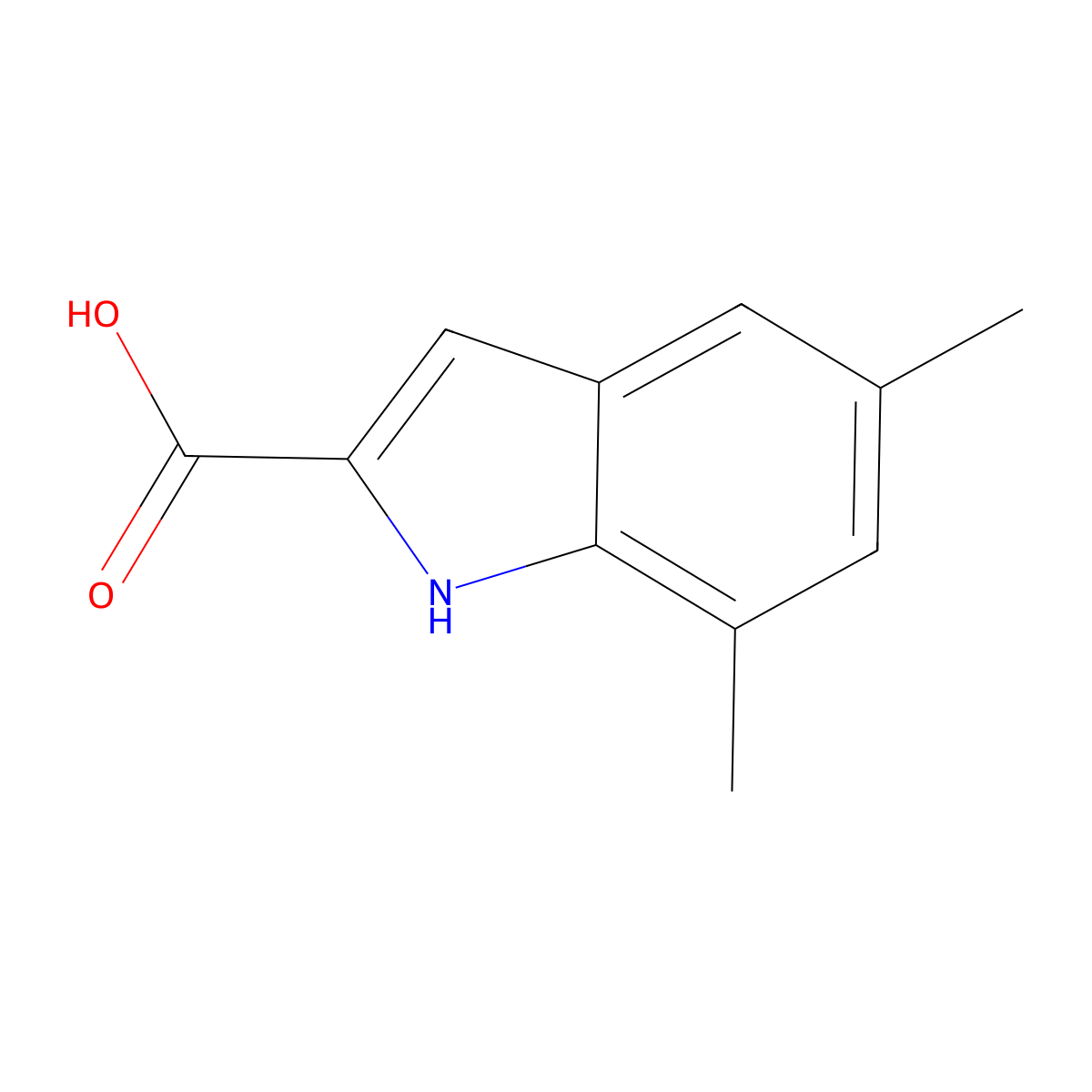 5,7-dimethyl-1H-indole-2-carboxylic acid molecular structure, CAS 221675-45-2