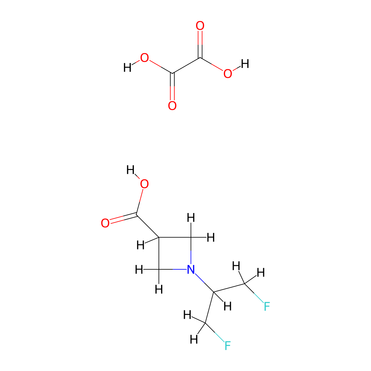 1-(1,3-Difluoropropan-2-yl)azetidine-3-carboxylic acid;oxalic acid molecular structure, CAS 2216753-66-9