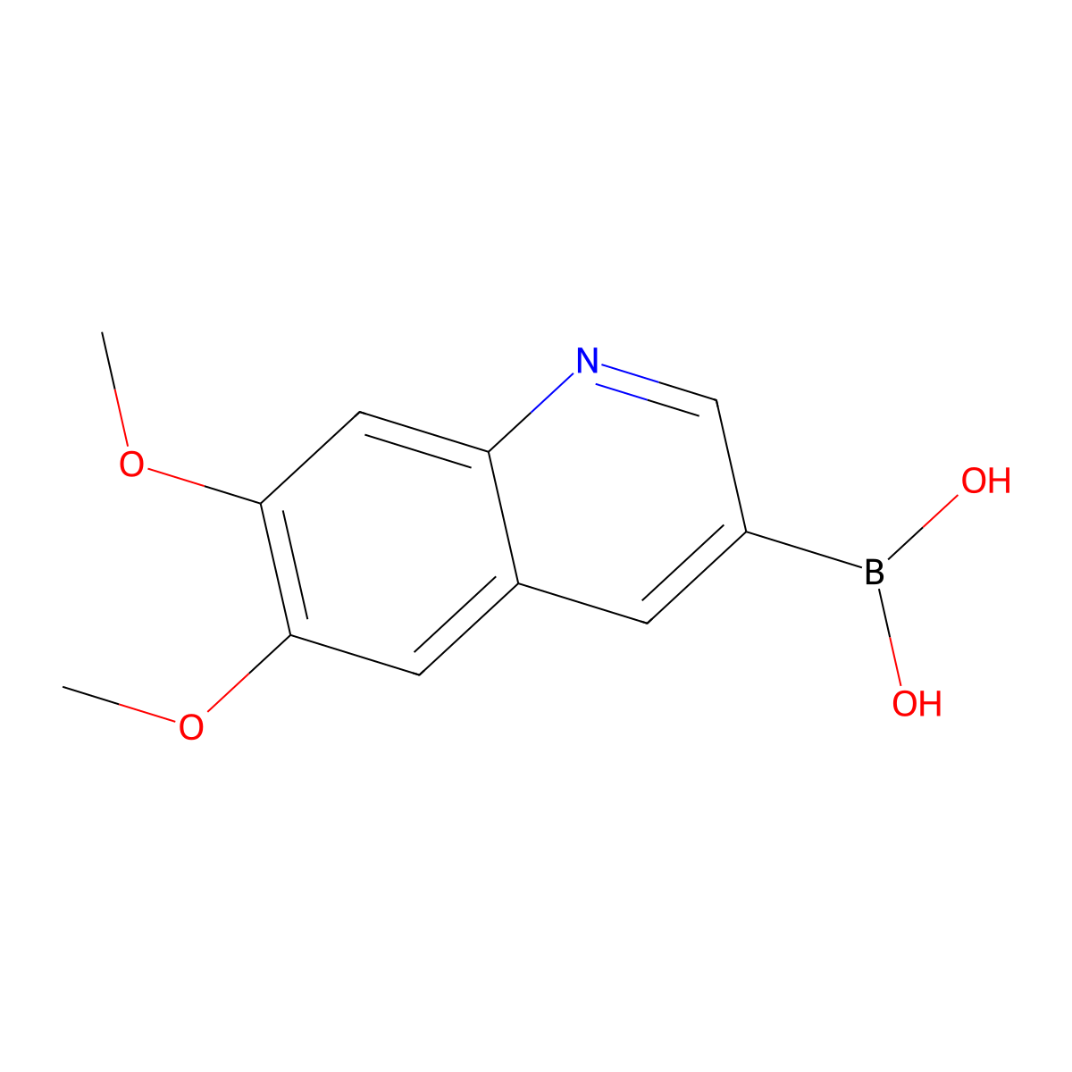 (6,7-Dimethoxy-3-quinolyl)boronic acid molecular structure, CAS 2216754-07-1