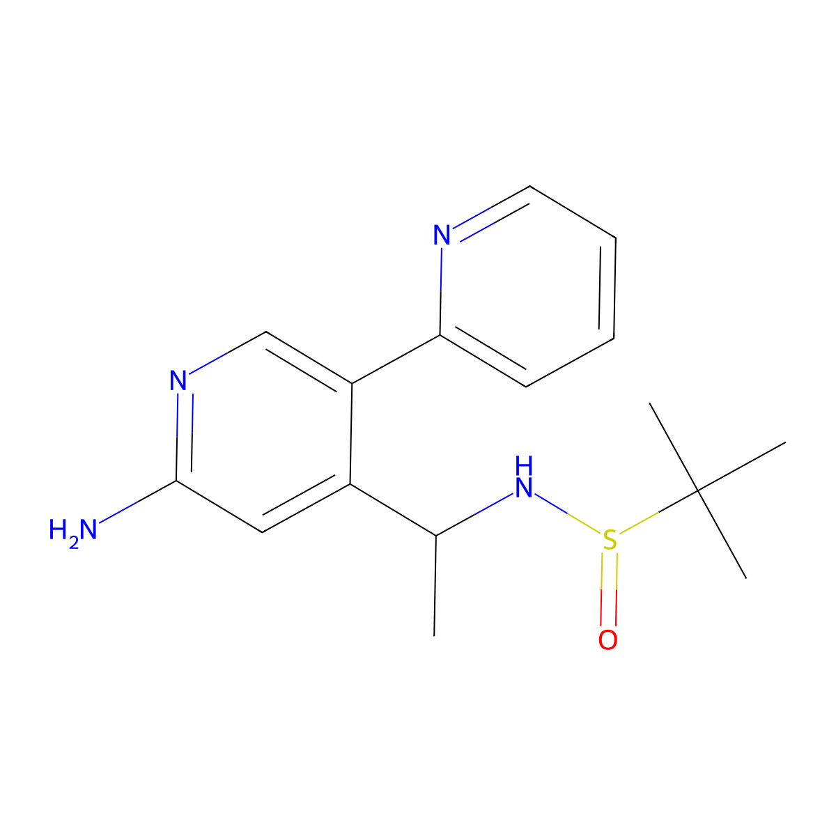 (S)-N-((R)-1-(6'-Amino-2,3'-bipyridin-4'-YL)ethyl)-2-methylpropane-2-sulfinamide molecular structure, CAS 2216755-68-7