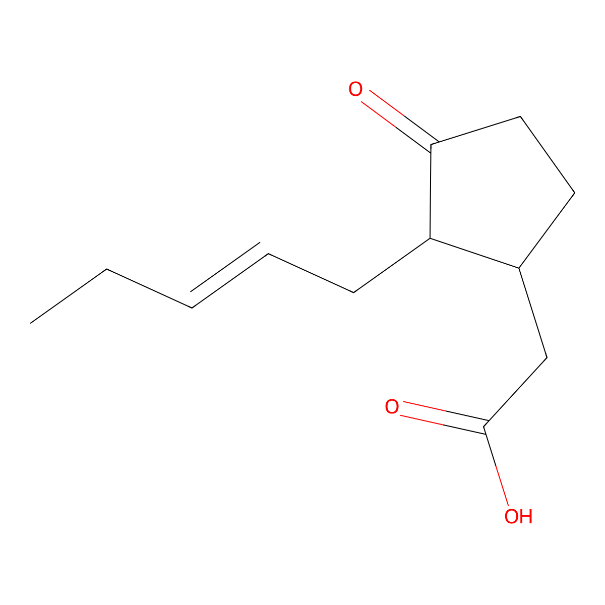 (3-Oxo-2-(pent-2-en-1-yl)cyclopentyl)acetic acid molecular structure, CAS 221682-41-3