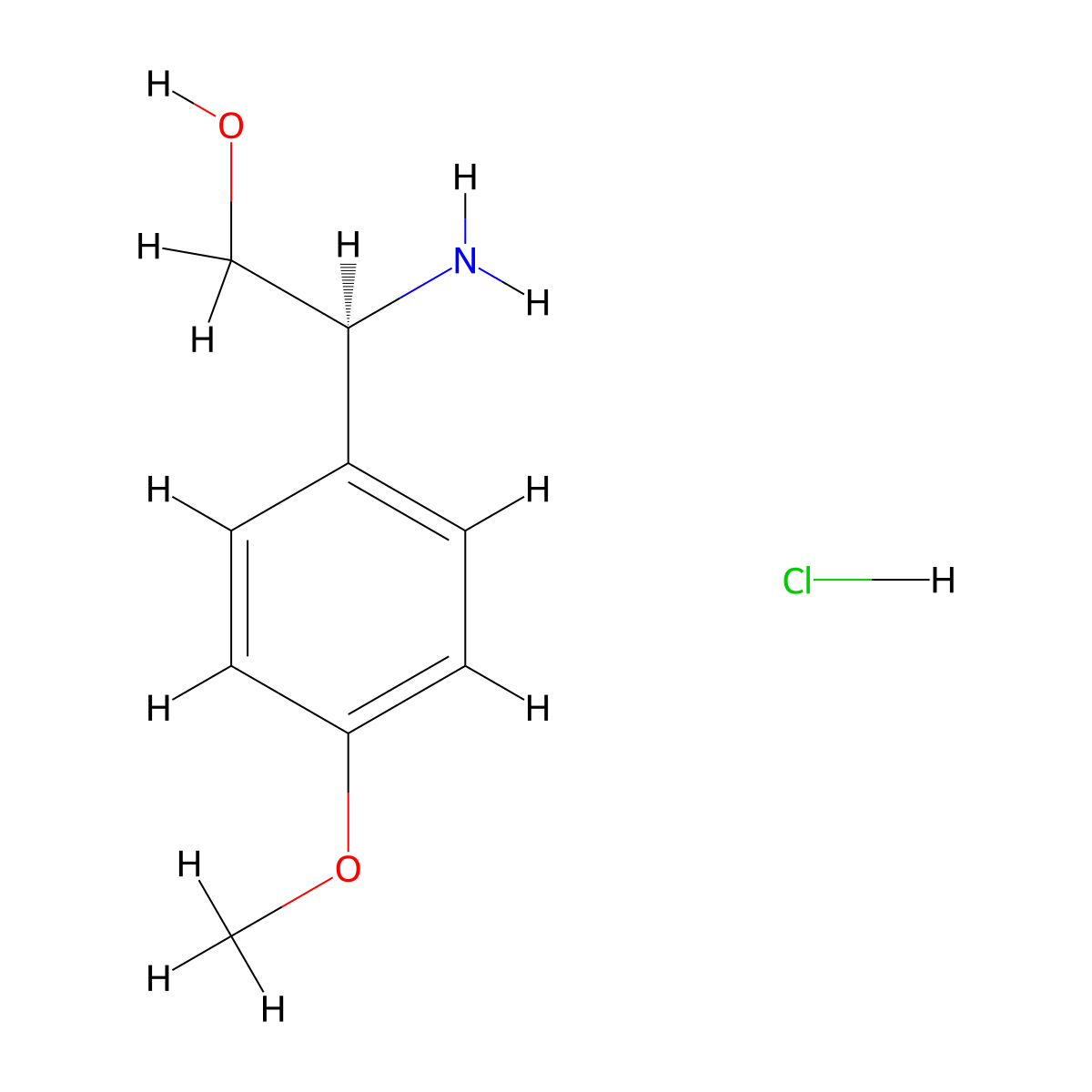 (S)-2-Amino-2-(4-methoxyphenyl)ethanol hydrochloride molecular structure, CAS 221697-17-2