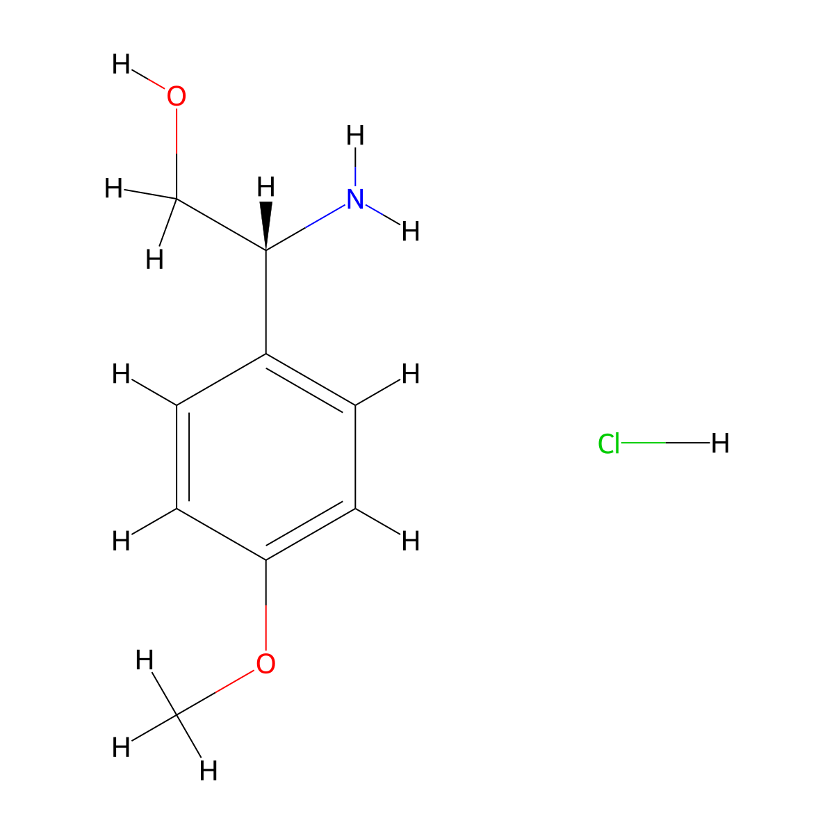 (R)-2-Amino-2-(4-methoxyphenyl)ethanol hydrochloride molecular structure, CAS 221697-18-3