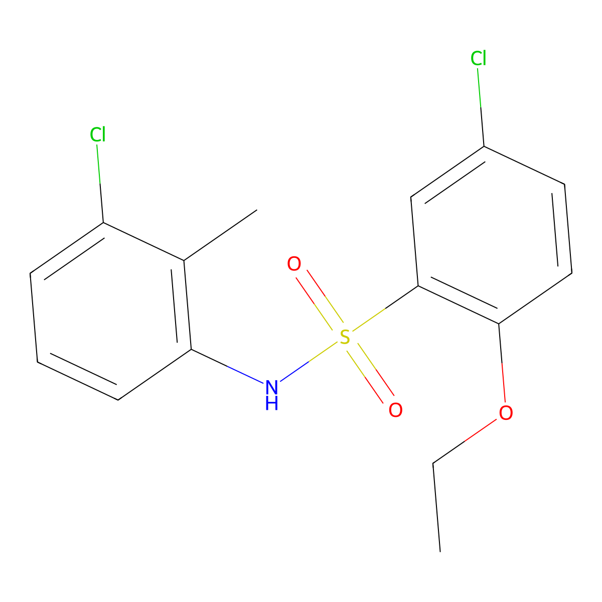5-chloro-N-(3-chloro-2-methylphenyl)-2-ethoxybenzene-1-sulfonamide molecular structure, CAS 2217125-11-4