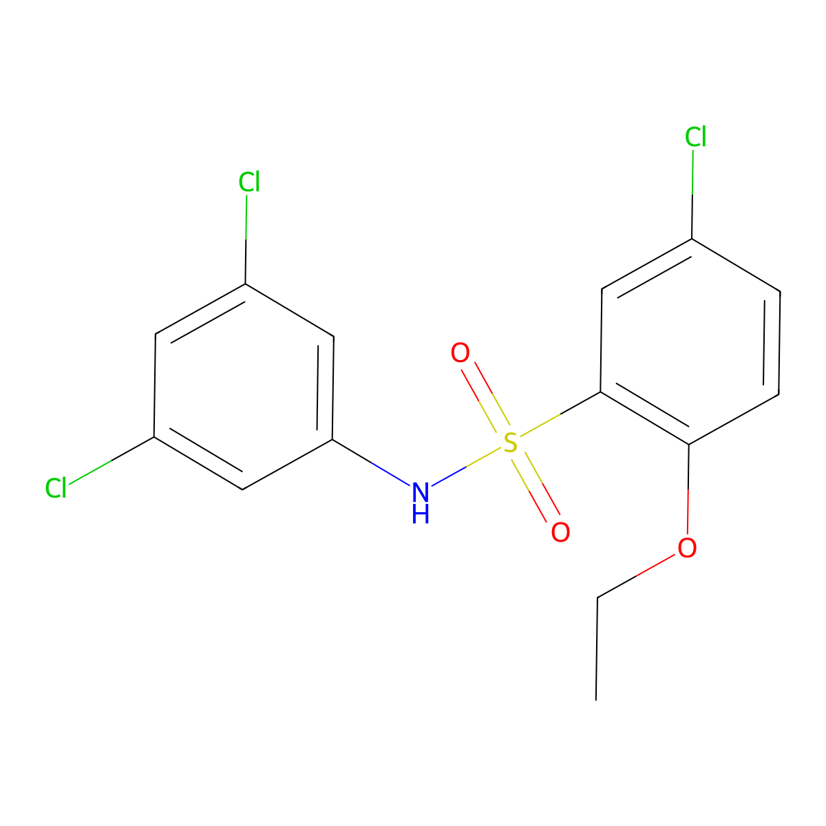 5-chloro-N-(3,5-dichlorophenyl)-2-ethoxybenzene-1-sulfonamide molecular structure, CAS 2217125-23-8