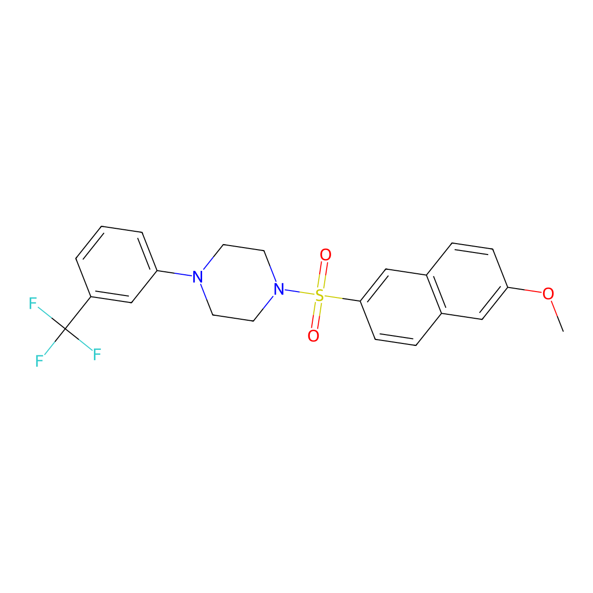 1-(6-Methoxynaphthalen-2-yl)sulfonyl-4-[3-(trifluoromethyl)phenyl]piperazine molecular structure, CAS 2217196-65-9