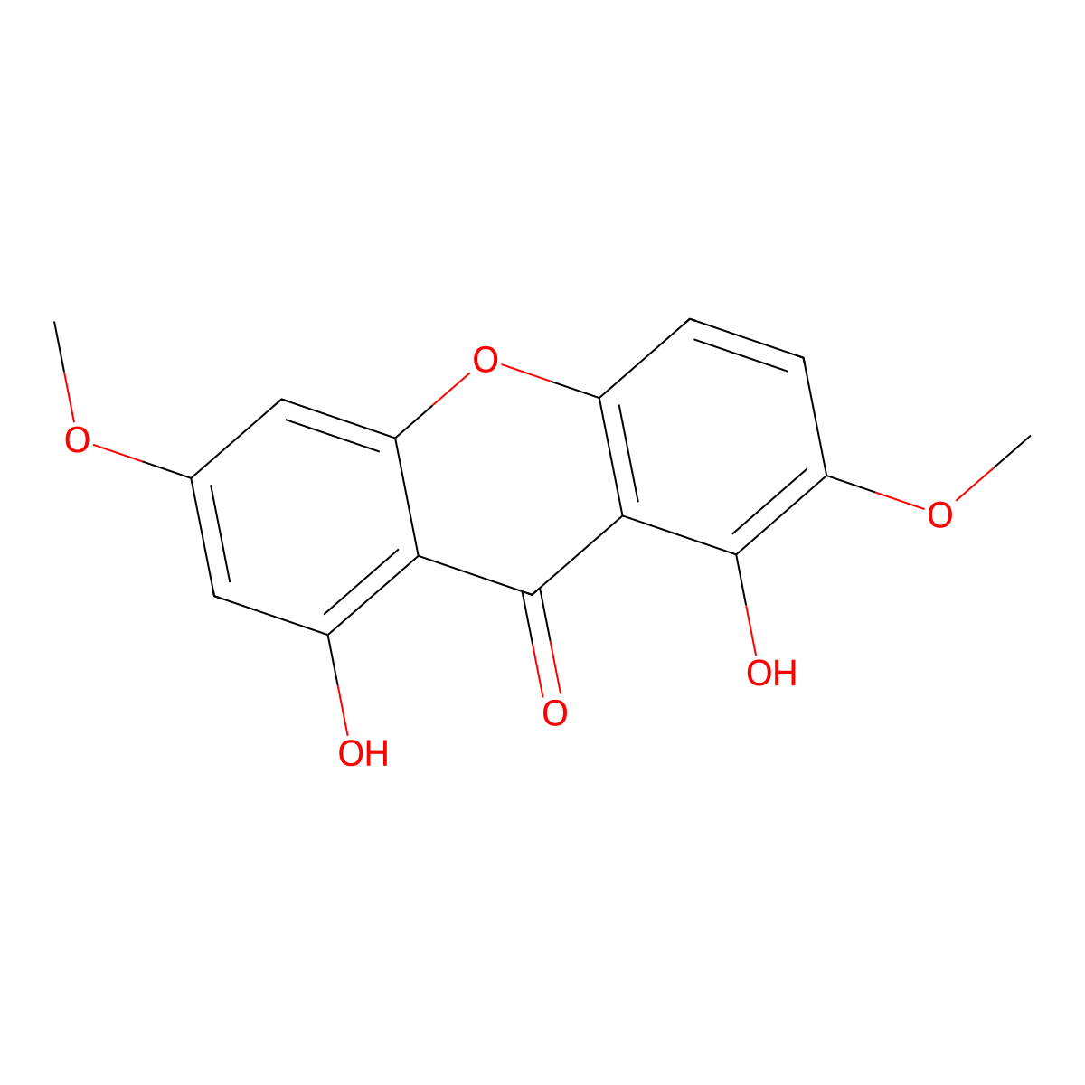 1,8-Dihydroxy-3,7-dimethoxyxanthone molecular structure, CAS 22172-17-4