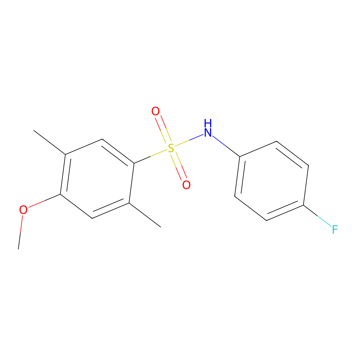 N-(4-fluorophenyl)-4-methoxy-2,5-dimethylbenzene-1-sulfonamide molecular structure, CAS 2217236-66-1
