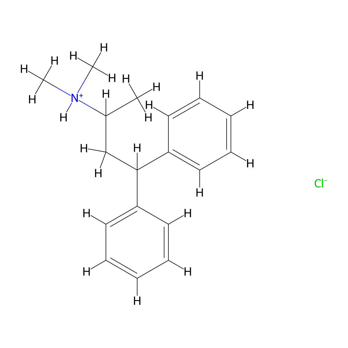 Benzenepropanamine, N,N,alpha-trimethyl-gamma-phenyl-, hydrochloride (1:1) molecular structure, CAS 22173-83-7