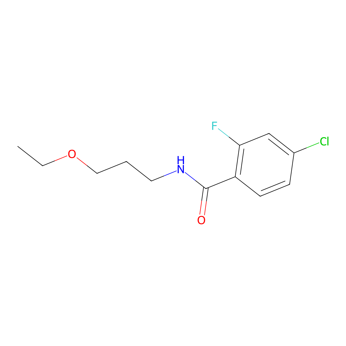 4-Chloro-N-(3-ethoxypropyl)-2-fluorobenzamide molecular structure, CAS 2217352-59-3