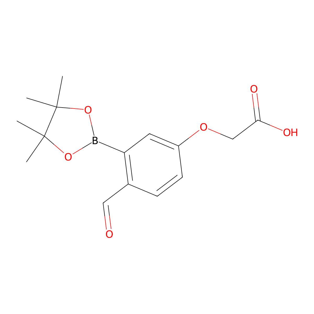 2-[4-Formyl-3-(4,4,5,5-tetramethyl-1,3,2-dioxaborolan-2-yl)phenoxy]acetic acid molecular structure, CAS 2217626-37-2