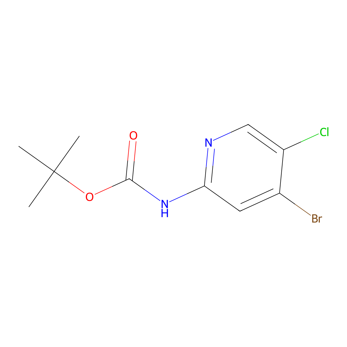 tert-butyl N-(4-bromo-5-chloropyridin-2-yl)carbamate molecular structure, CAS 2217660-13-2