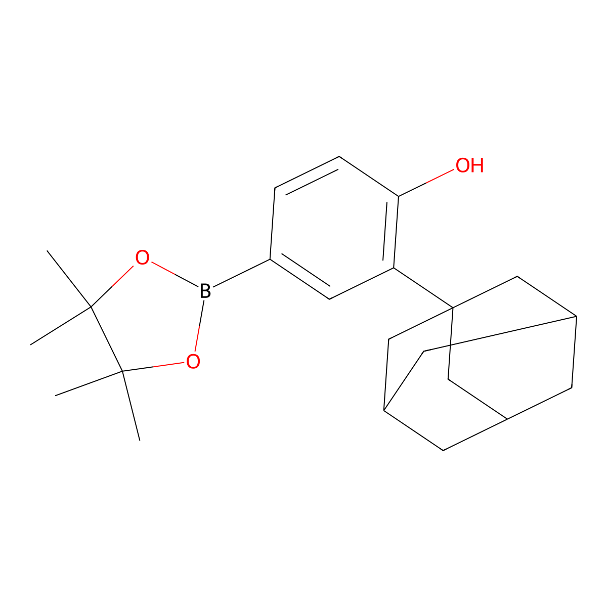2-(Adamantan-1-yl)-4-(tetramethyl-1,3,2-dioxaborolan-2-yl)phenol molecular structure, CAS 2217671-79-7