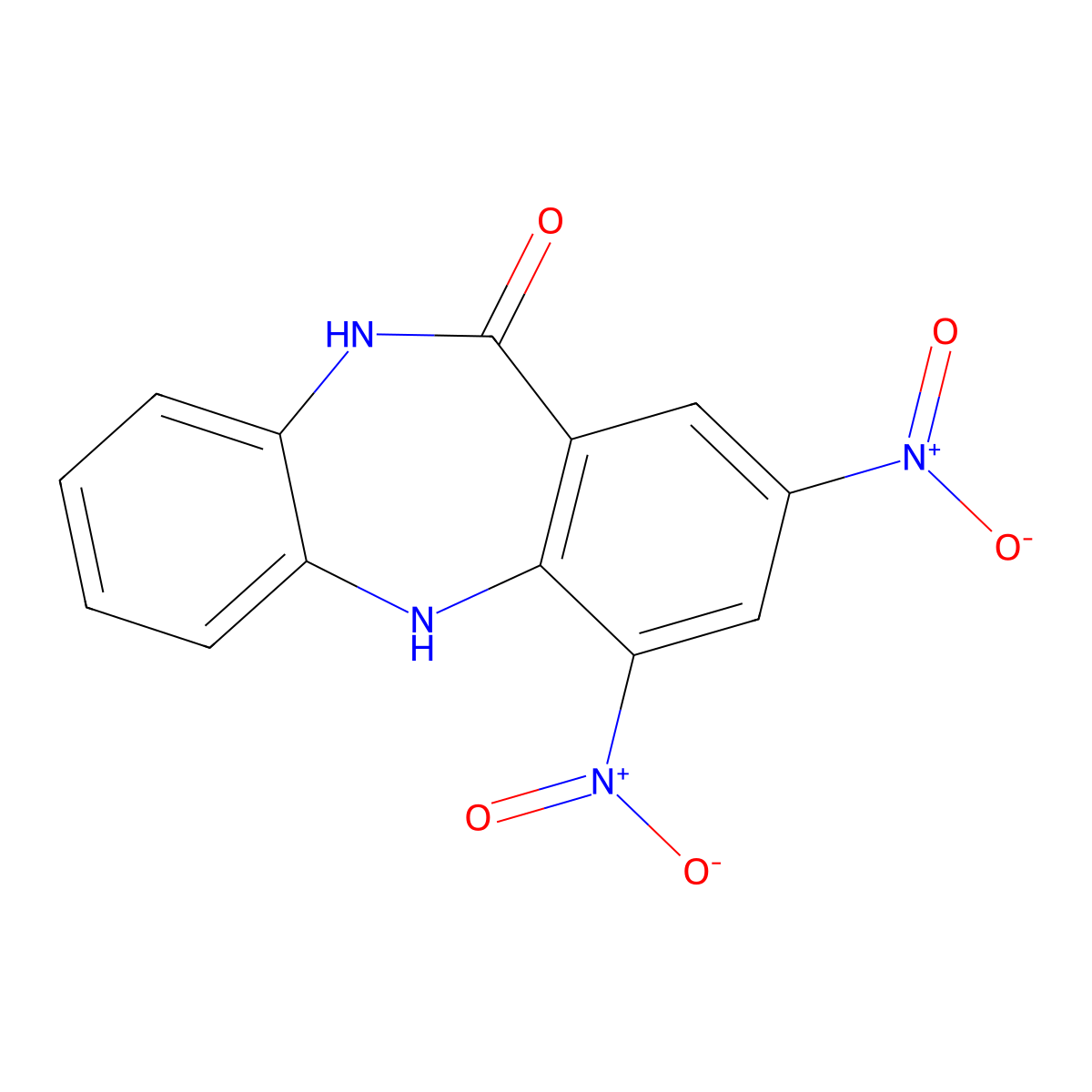 8,10-Dinitro-5,11-dihydrobenzo[b][1,4]benzodiazepin-6-one molecular structure, CAS 22177-14-6