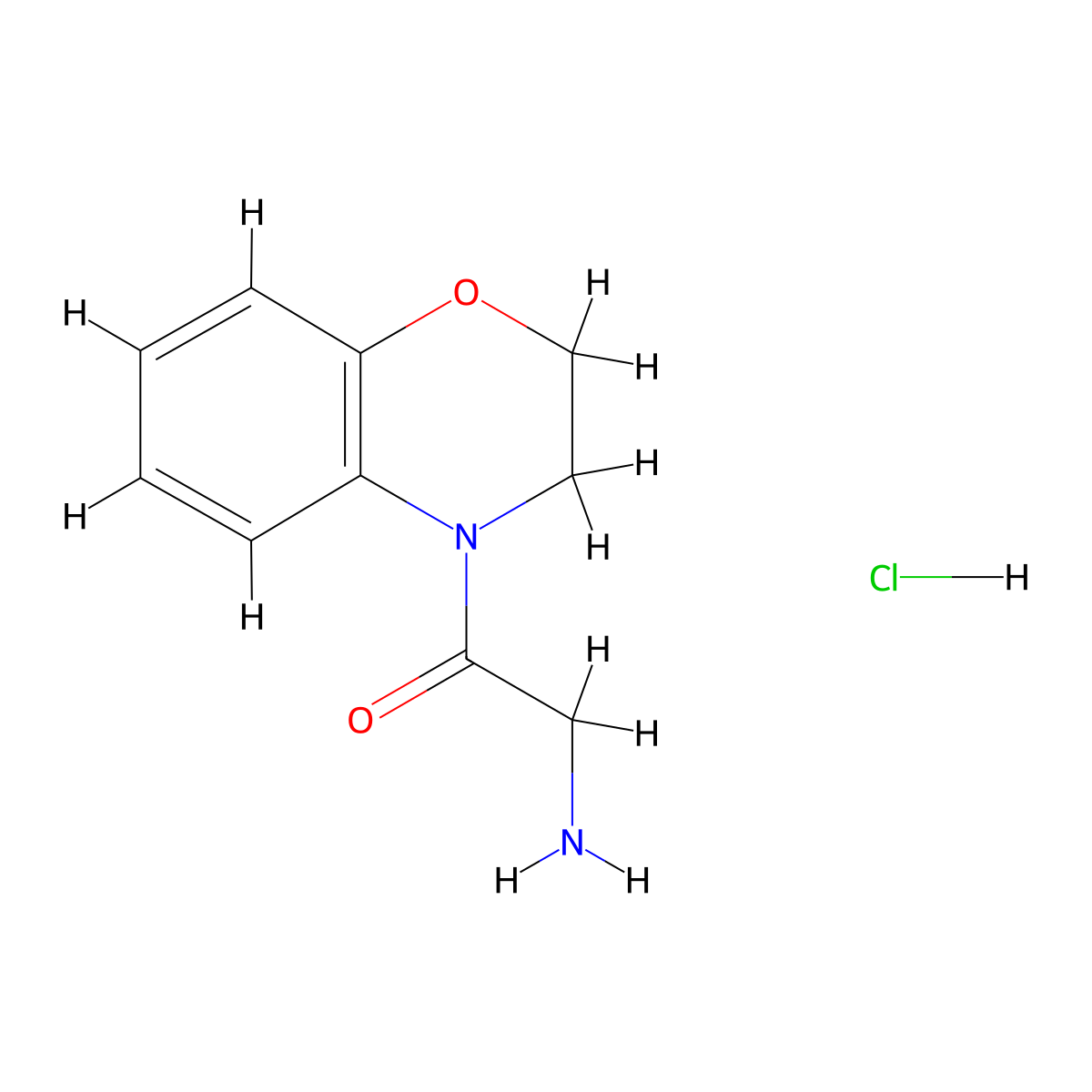 2-amino-1-(3,4-dihydro-2H-1,4-benzoxazin-4-yl)ethan-1-one hydrochloride molecular structure, CAS 22178-01-4