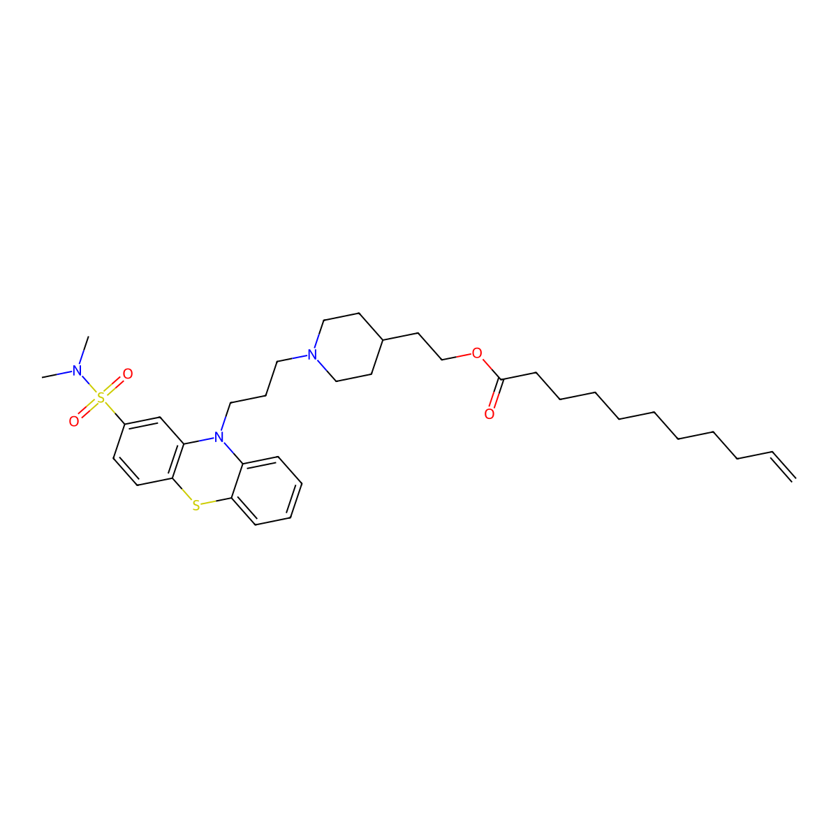 Pipotiazine undecylenic ester molecular structure, CAS 22178-11-6