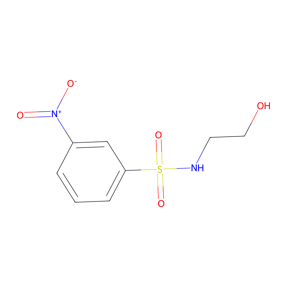 Benzenesulfonamide, N-(2-hydroxyethyl)-3-nitro- molecular structure, CAS 22184-93-6