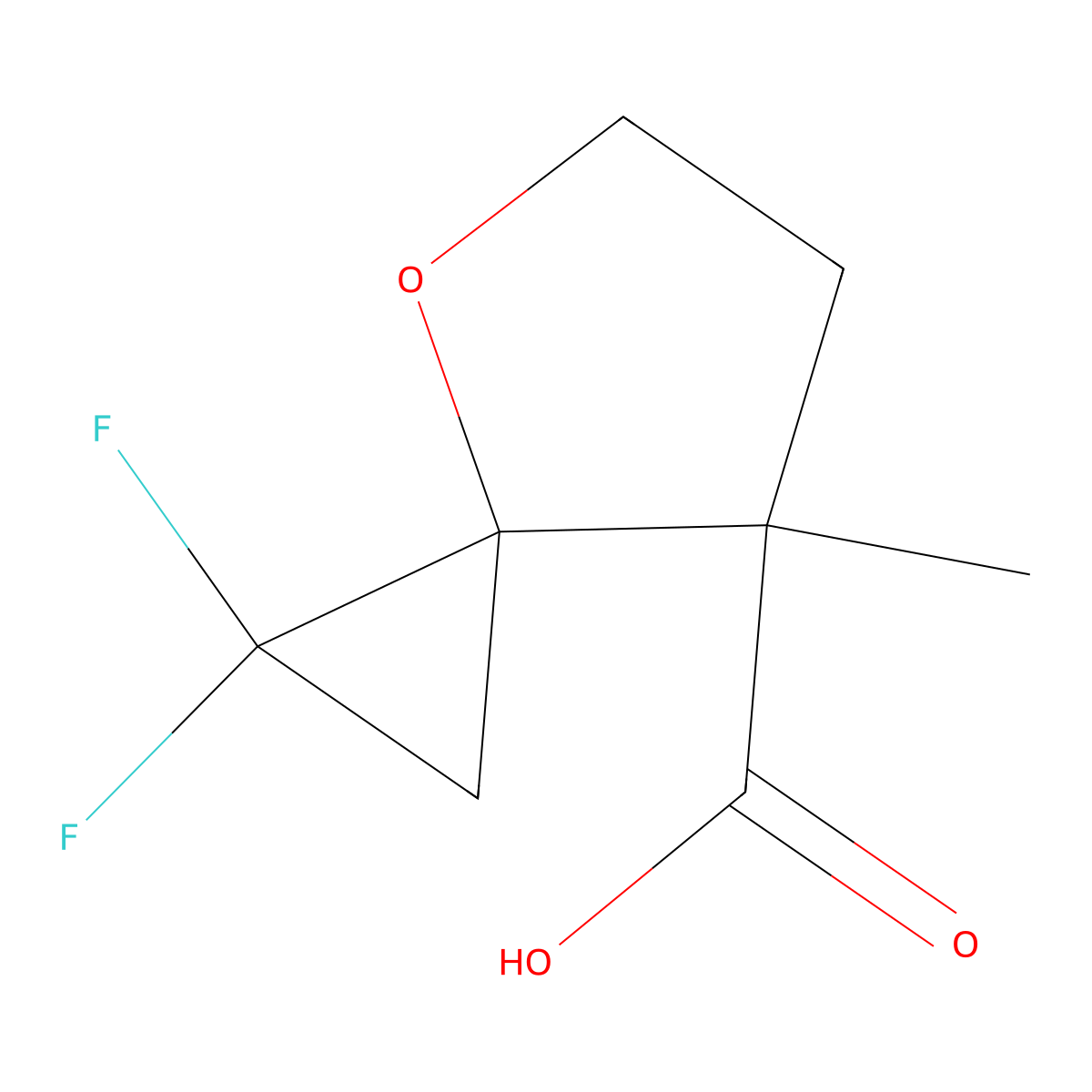 rac-(3R,7S)-1,1-difluoro-7-methyl-4-oxaspiro[2.4]heptane-7-carboxylic acid molecular structure, CAS 2218436-74-7
