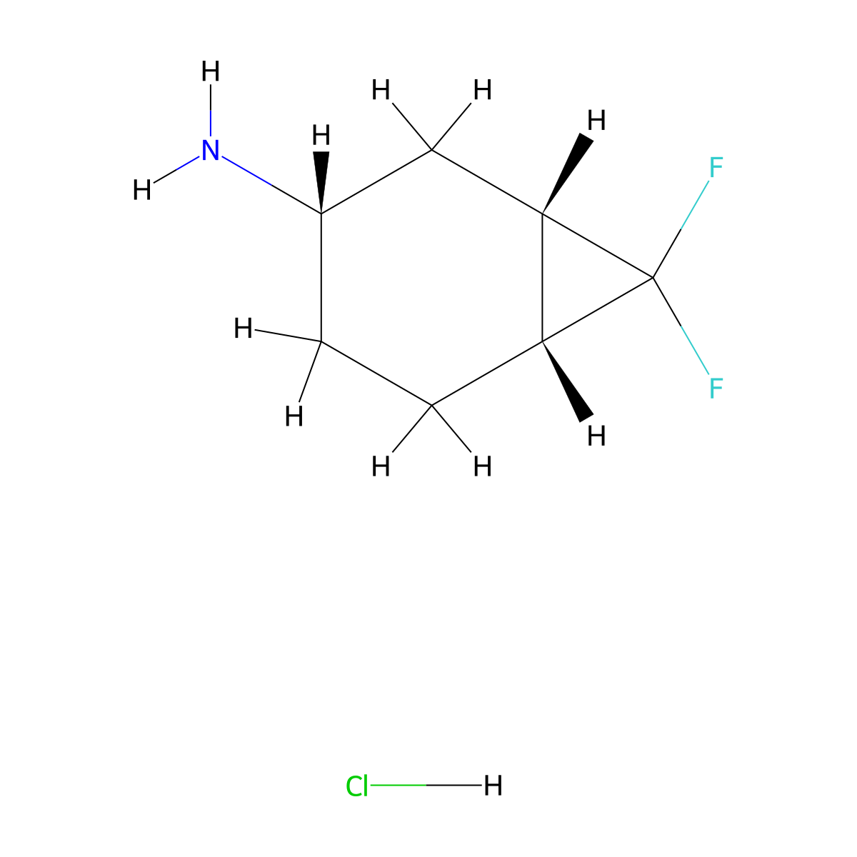 rel-(1S,3S,6R)-7,7-difluoronorcaran-3-amine;hydrochloride molecular structure, CAS 2218436-87-2