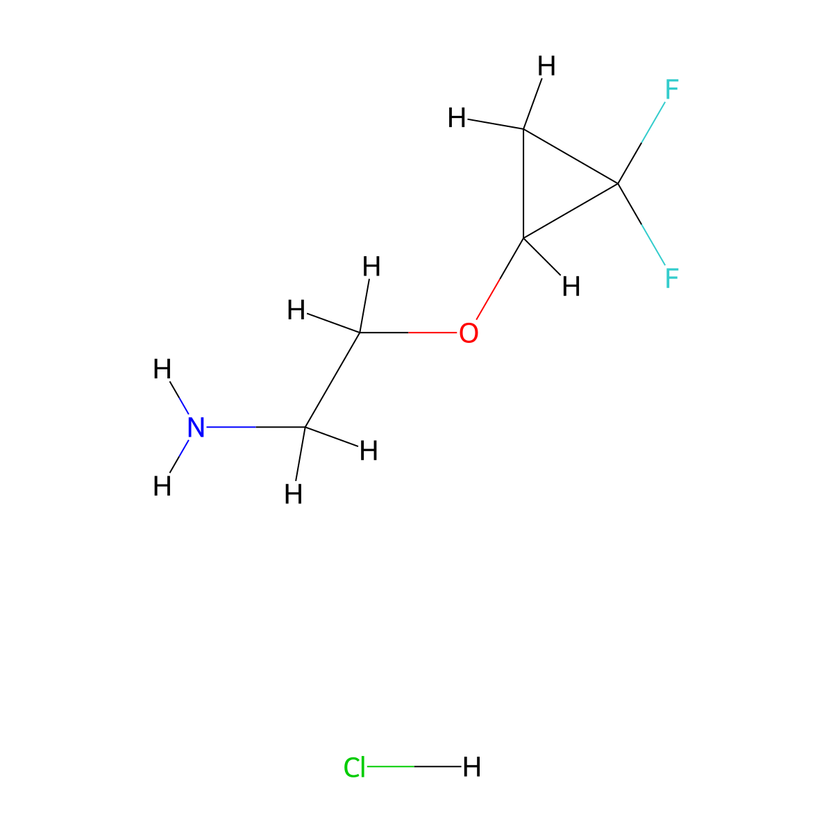 2-(2,2-Difluorocyclopropoxy)ethan-1-amine hydrochloride molecular structure, CAS 2218436-96-3