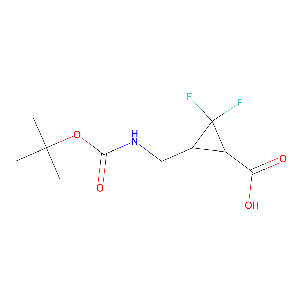 (1R,3S)-3-({[(tert-butoxy)carbonyl]amino}methyl)-2,2-difluorocyclopropane-1-carboxylic acid molecular structure, CAS 2218437-05-7