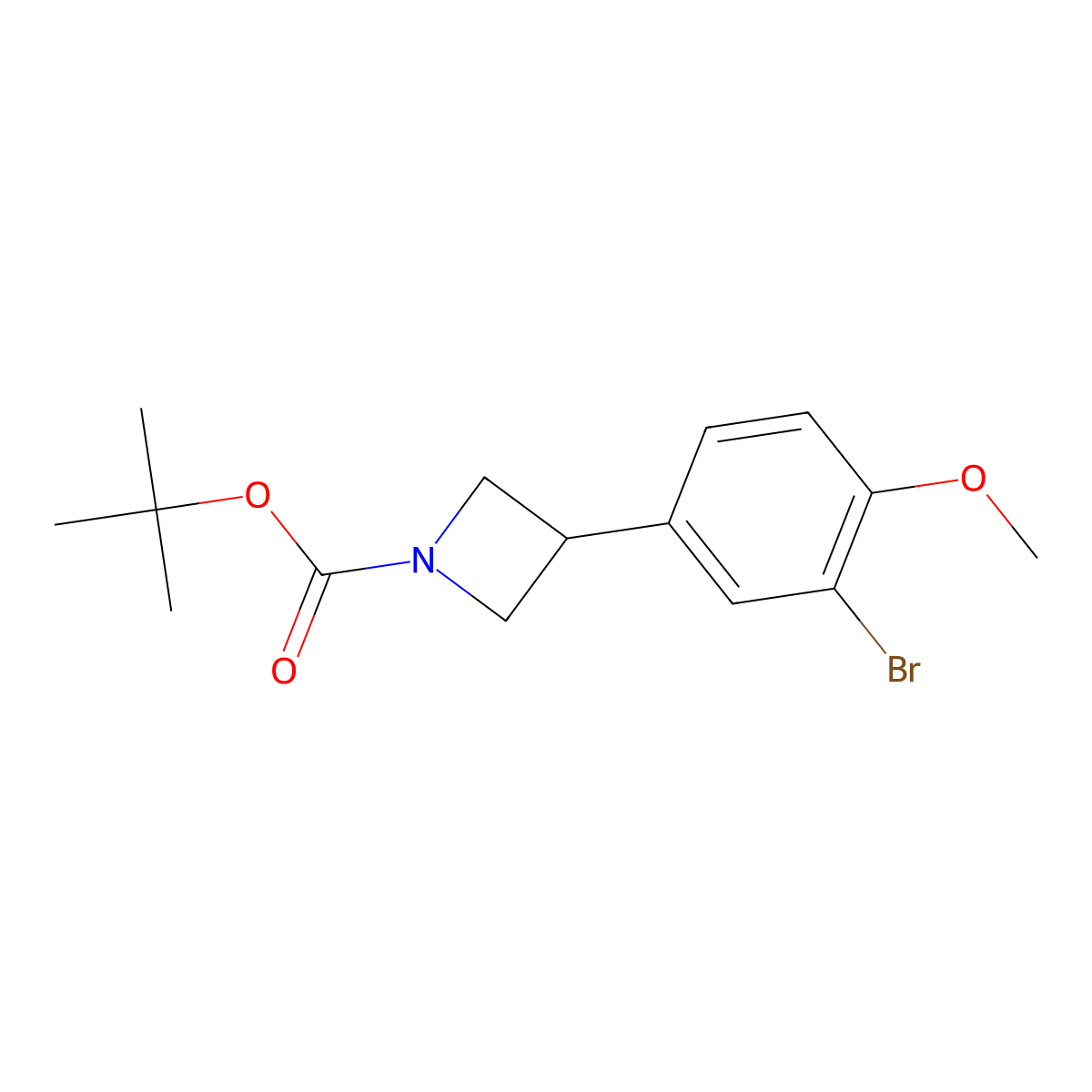 Tert-butyl 3-(3-bromo-4-methoxyphenyl)azetidine-1-carboxylate molecular structure, CAS 2218534-18-8