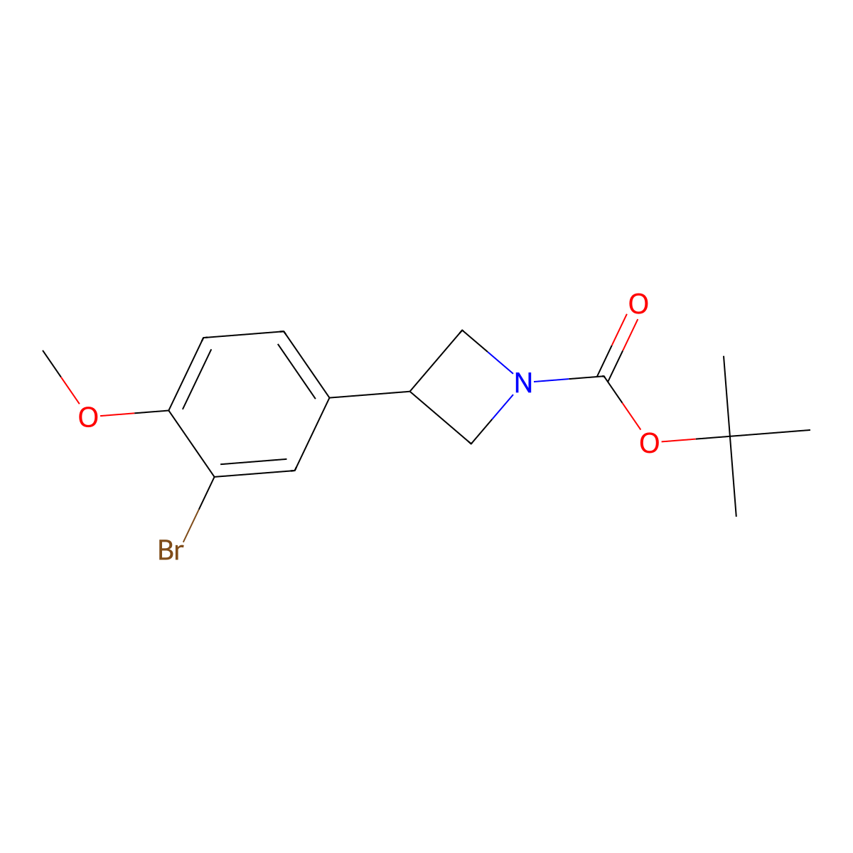 Tert-butyl 3-(3-bromo-4-methoxyphenyl)azetidine-1-carboxylate molecular structure, CAS 2218534-18-8