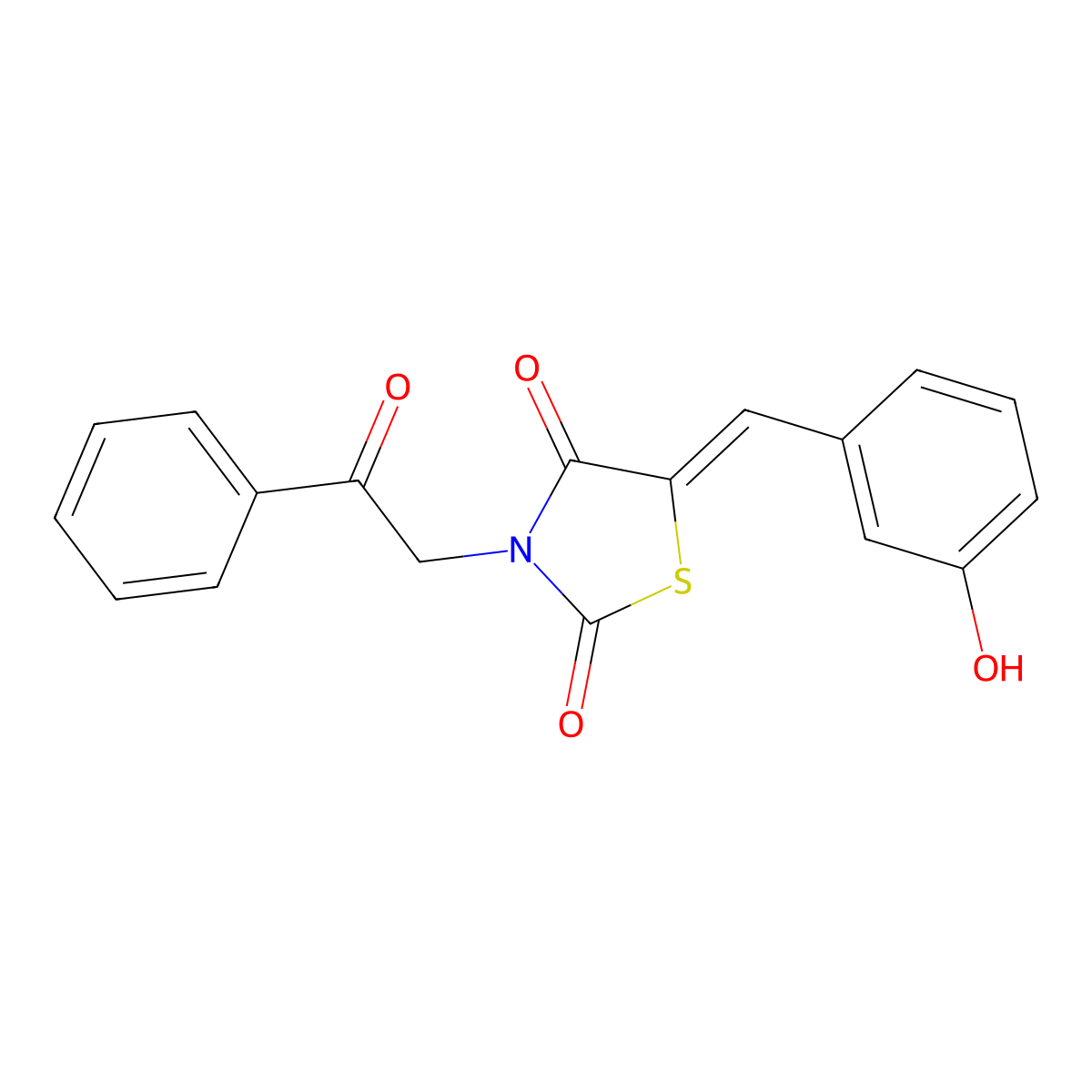 5-[(3-Hydroxyphenyl)methylidene]-3-phenacyl-1,3-thiazolidine-2,4-dione molecular structure, CAS 2218754-19-7