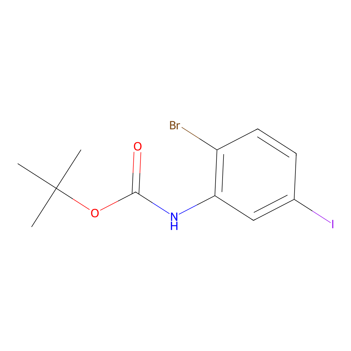 Tert-butyl (2-bromo-5-iodophenyl)carbamate molecular structure, CAS 221876-99-9