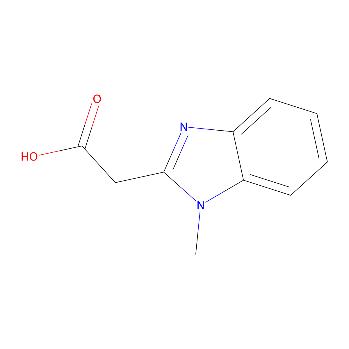 (1-methyl-1H-benzimidazol-2-yl)acetic acid molecular structure, CAS 2219-13-8