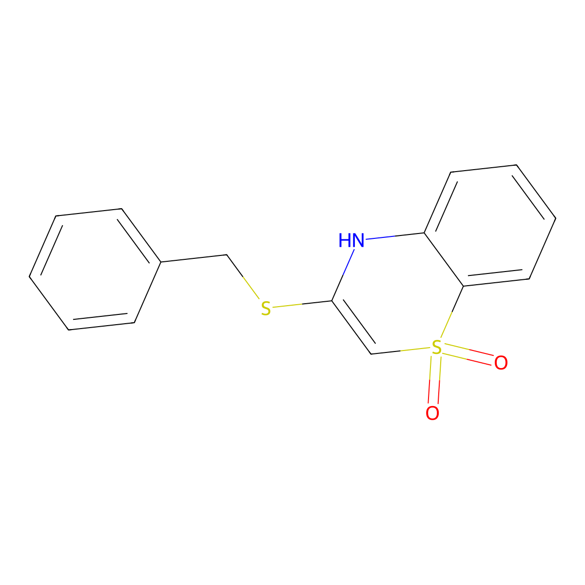 3-(benzylsulfanyl)-1lambda~6~,4-benzothiazine-1,1(4H)-dione molecular structure, CAS 22191-27-1