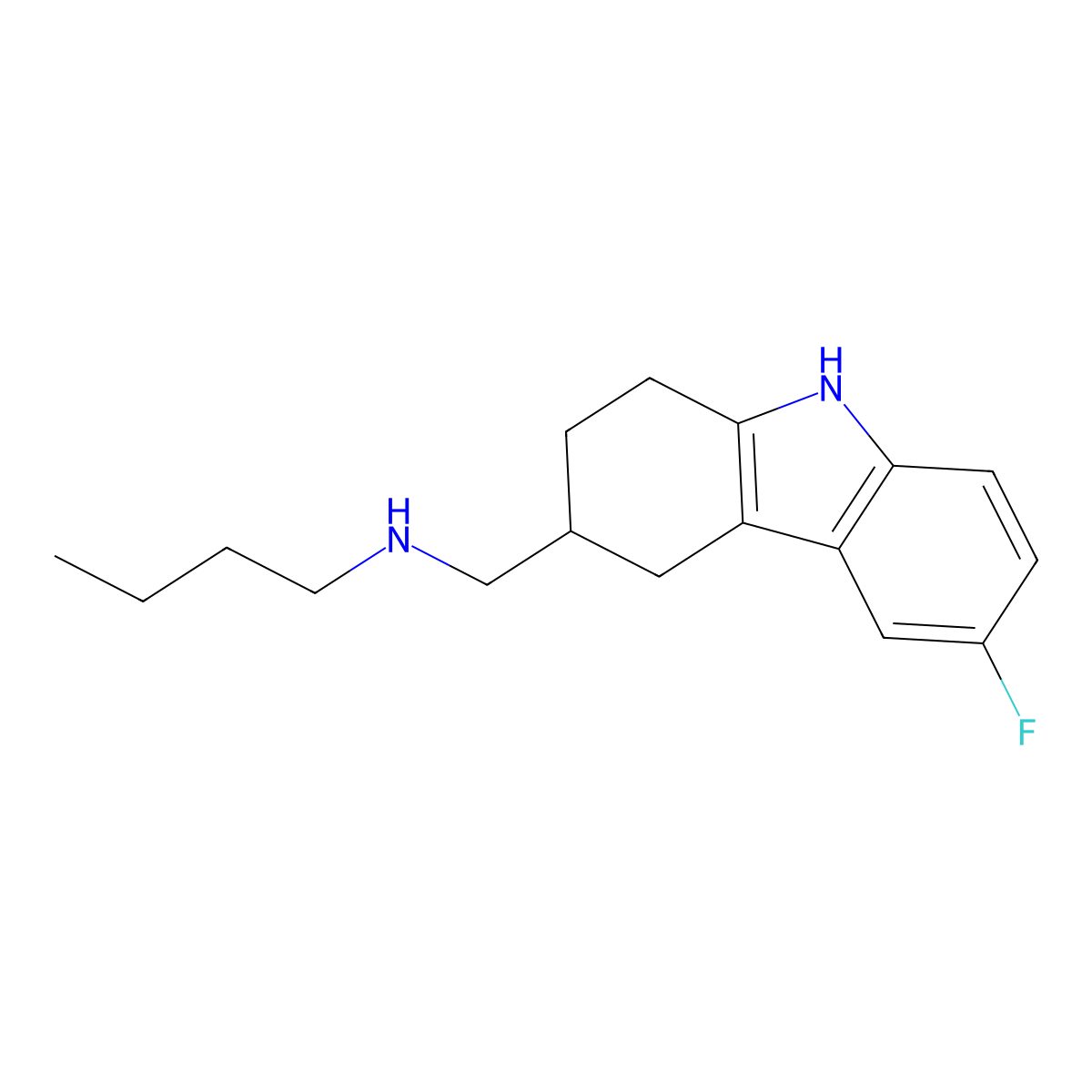N-[(6-fluoro-2,3,4,9-tetrahydro-1H-carbazol-3-yl)methyl]butan-1-amine molecular structure, CAS 2219319-97-6
