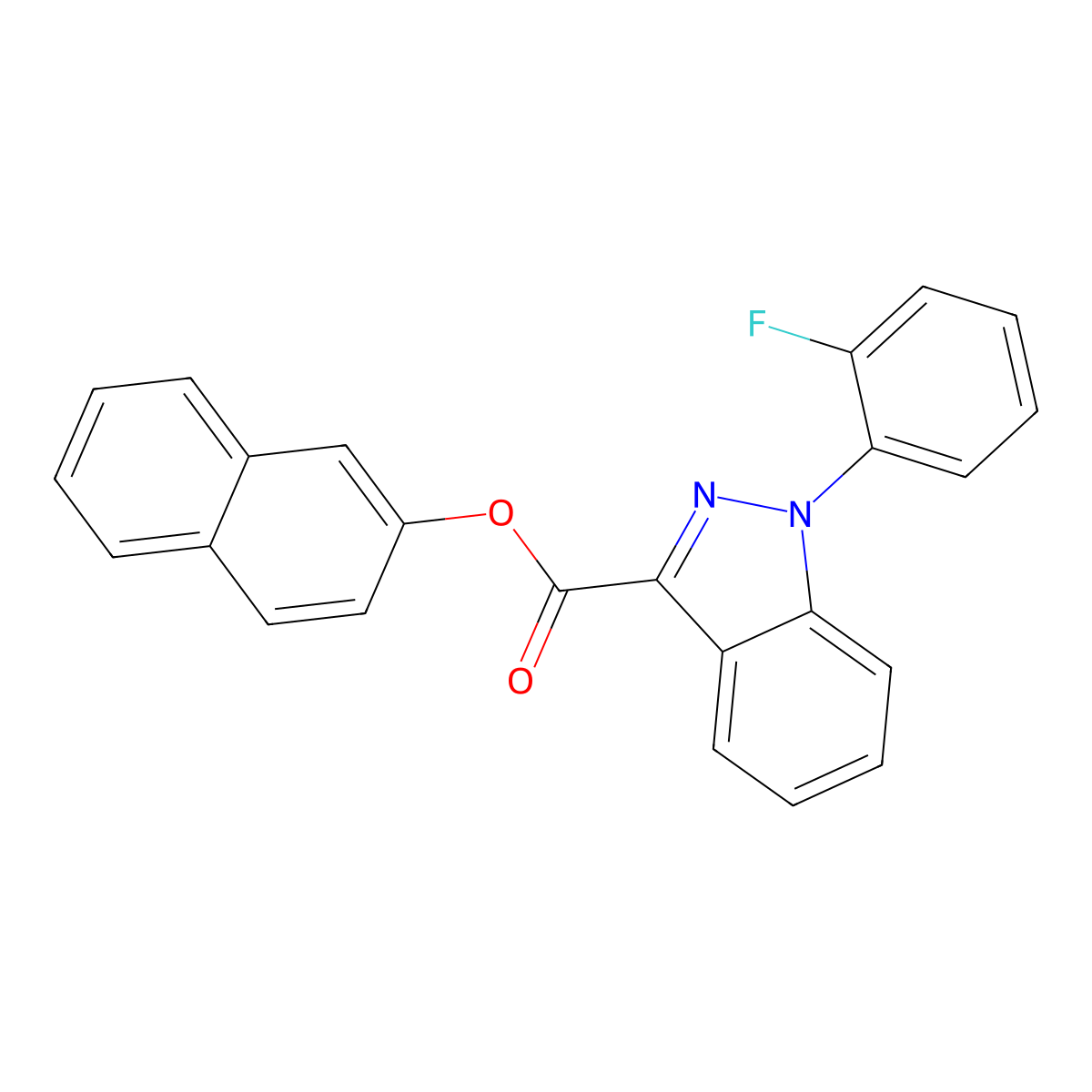 2-Naphthalenyl 1-(2-fluorophenyl)-1H-indazole-3-carboxylate molecular structure, CAS 2219324-25-9