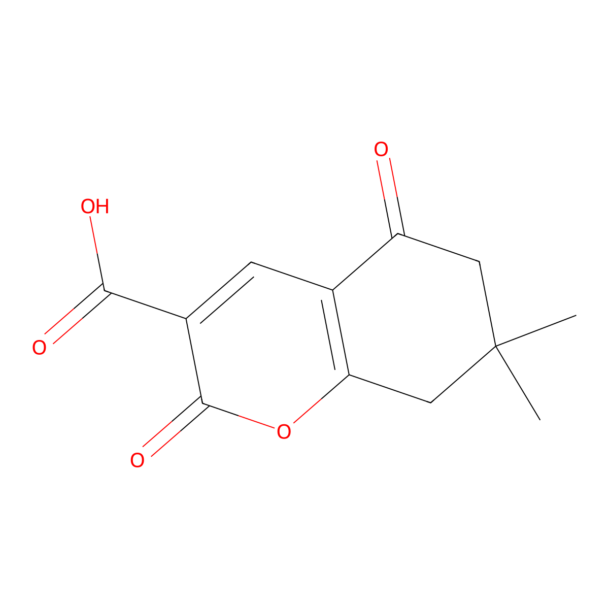 7,7-dimethyl-2,5-dioxo-5,6,7,8-tetrahydro-2H-chromene-3-carboxylic acid molecular structure, CAS 2219331-49-2