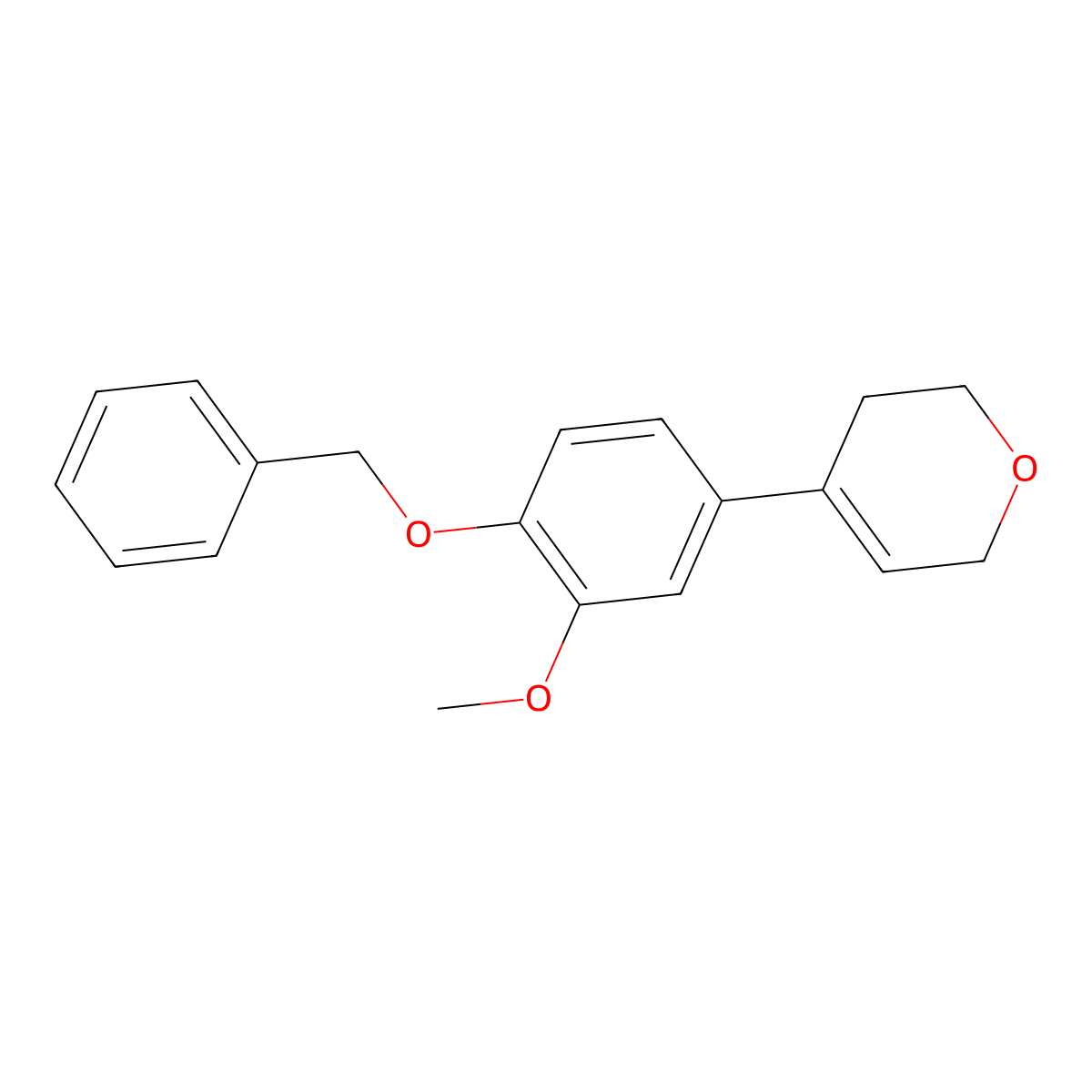 3,6-Dihydro-4-[3-methoxy-4-(phenylmethoxy)phenyl]-2H-pyran molecular structure, CAS 2219336-98-6