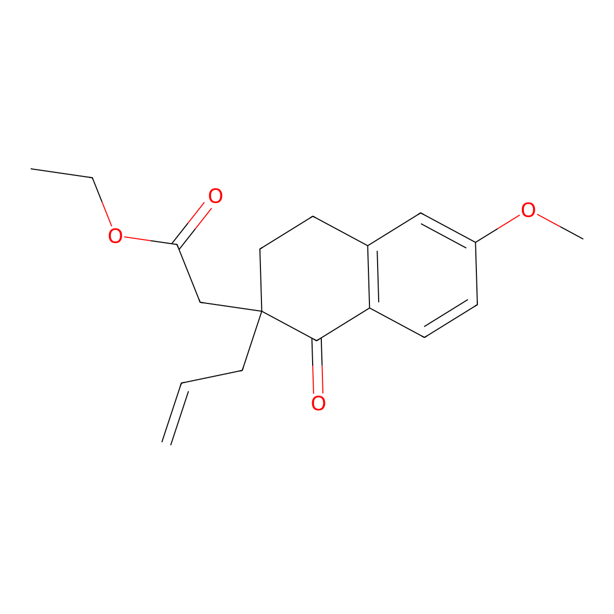 Ethyl 2-(2-allyl-6-methoxy-1-oxo-1,2,3,4-tetrahydronaphthalen-2-yl)acetate molecular structure, CAS 2219339-66-7