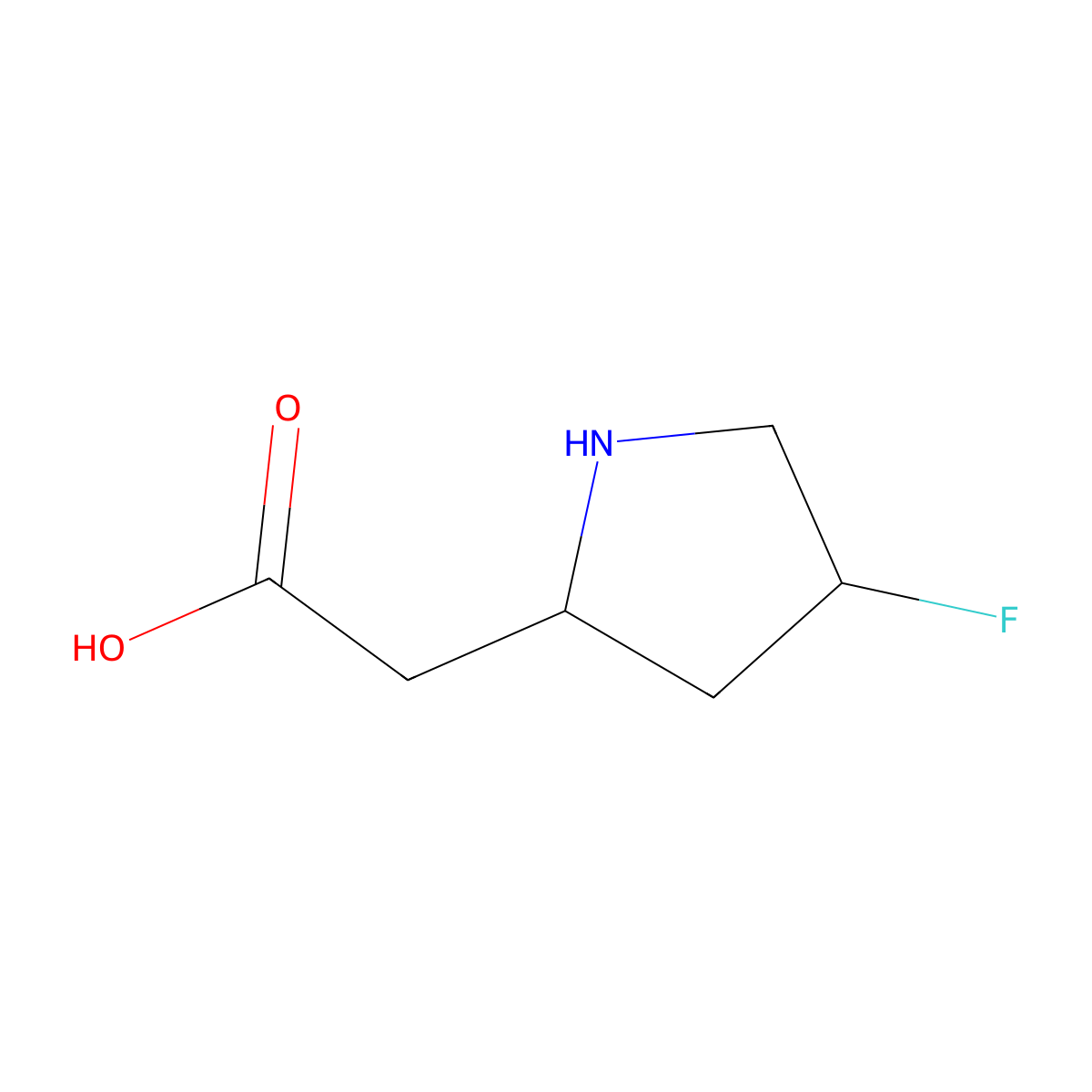 2-[(2R,4R)-4-fluoropyrrolidin-2-yl]acetic acid molecular structure, CAS 2219353-39-4
