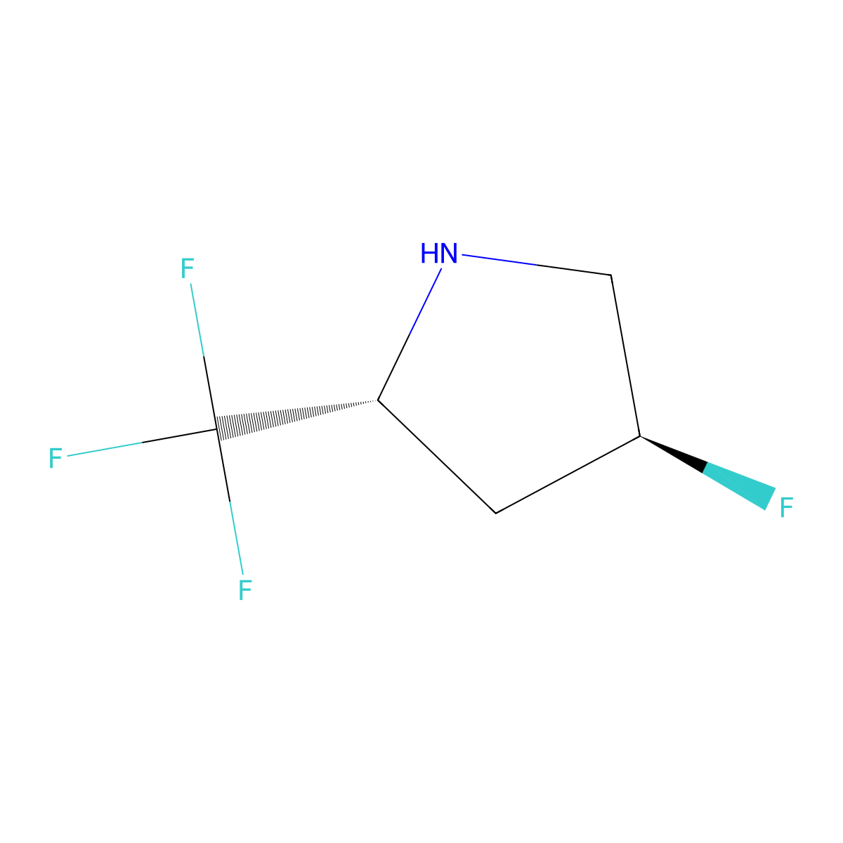 (2R,4S)-4-fluoro-2-(trifluoromethyl)pyrrolidine molecular structure, CAS 2219353-42-9