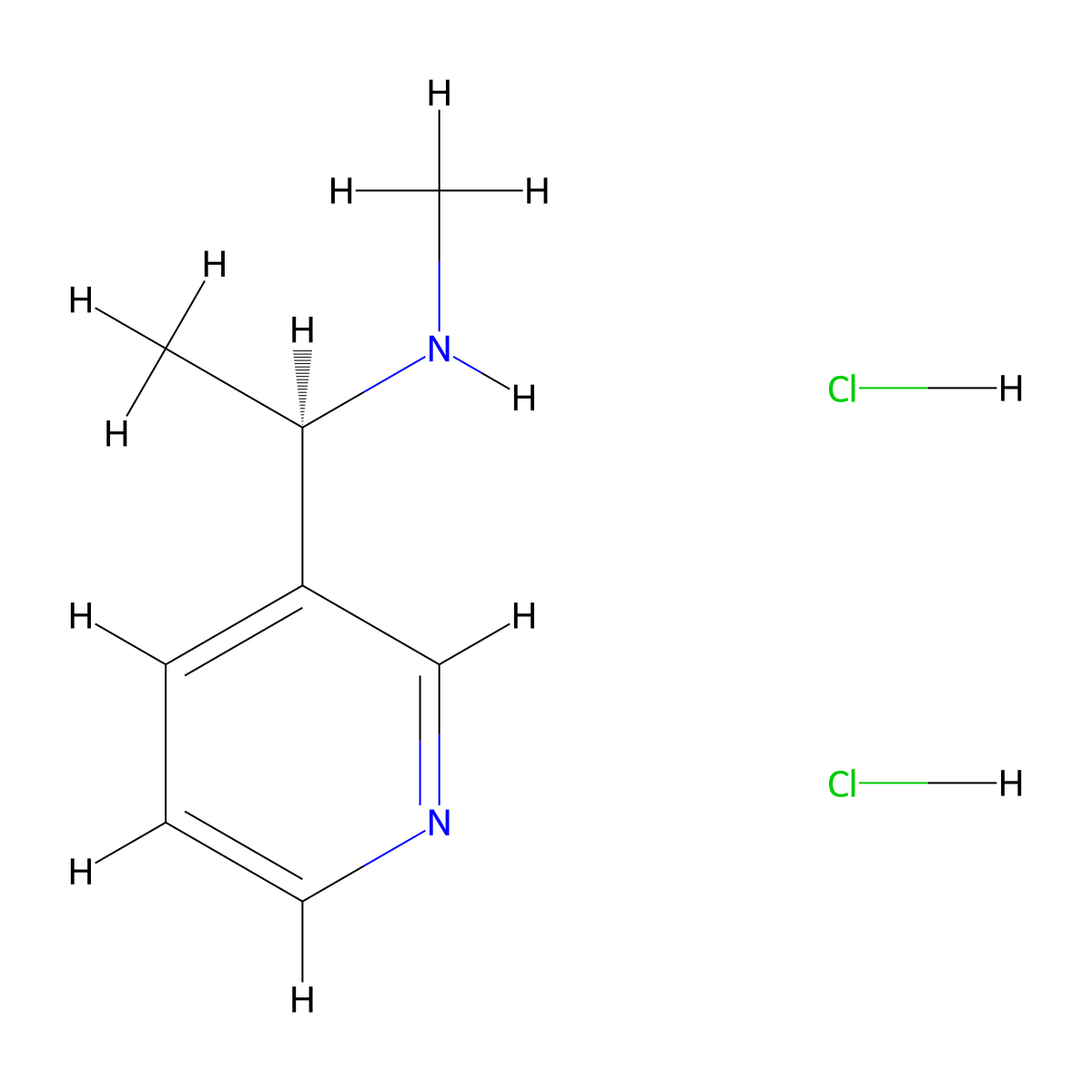 methyl((1R)-1-(pyridin-3-yl)ethyl)amine dihydrochloride molecular structure, CAS 2219353-44-1